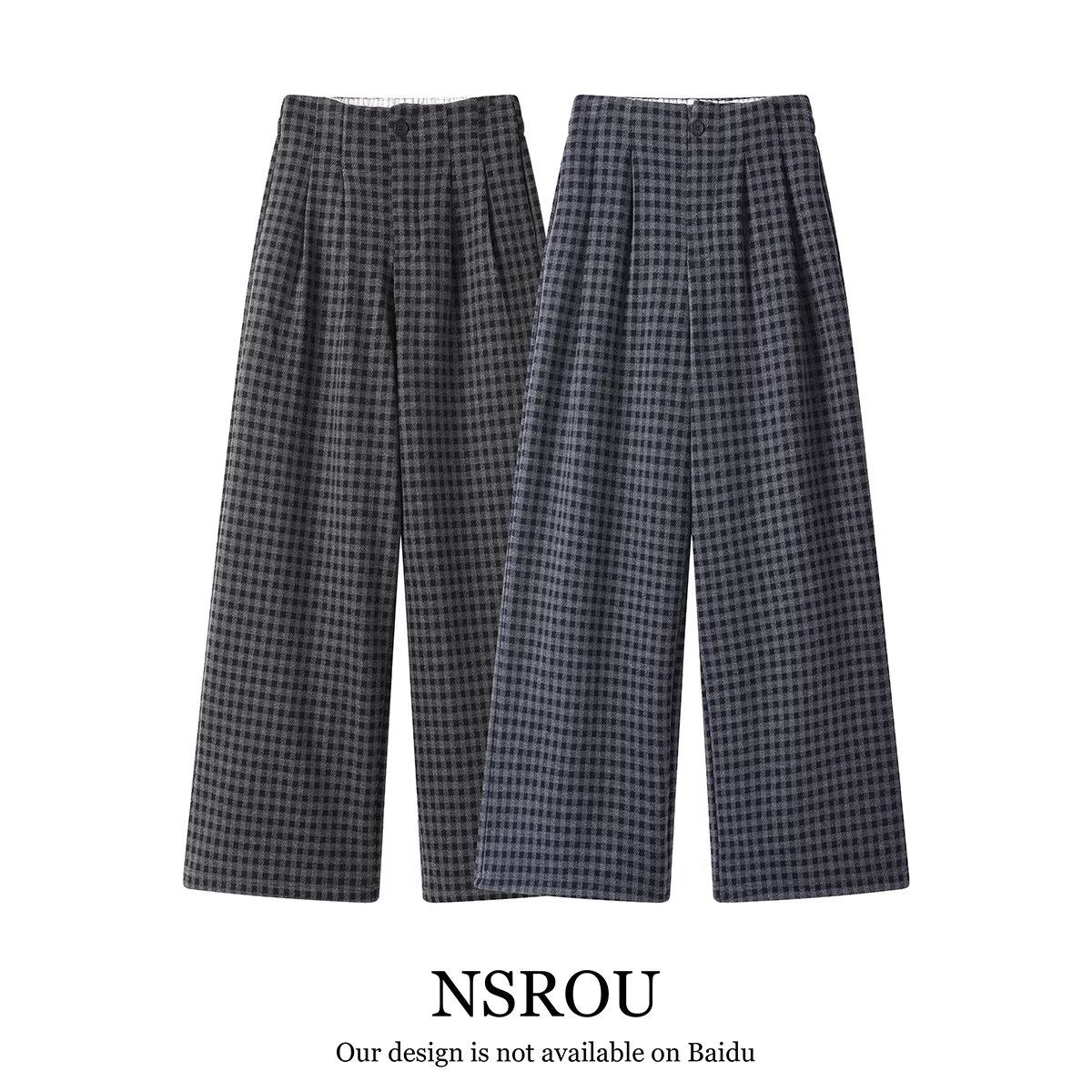 Quần ống rộng kẻ sọc len phong cách hợp thời trang mùa đông dành cho nữ, kiểu dáng rộng rãi và thoải mái, quần ống đứng thường ngày có lót lông cừu