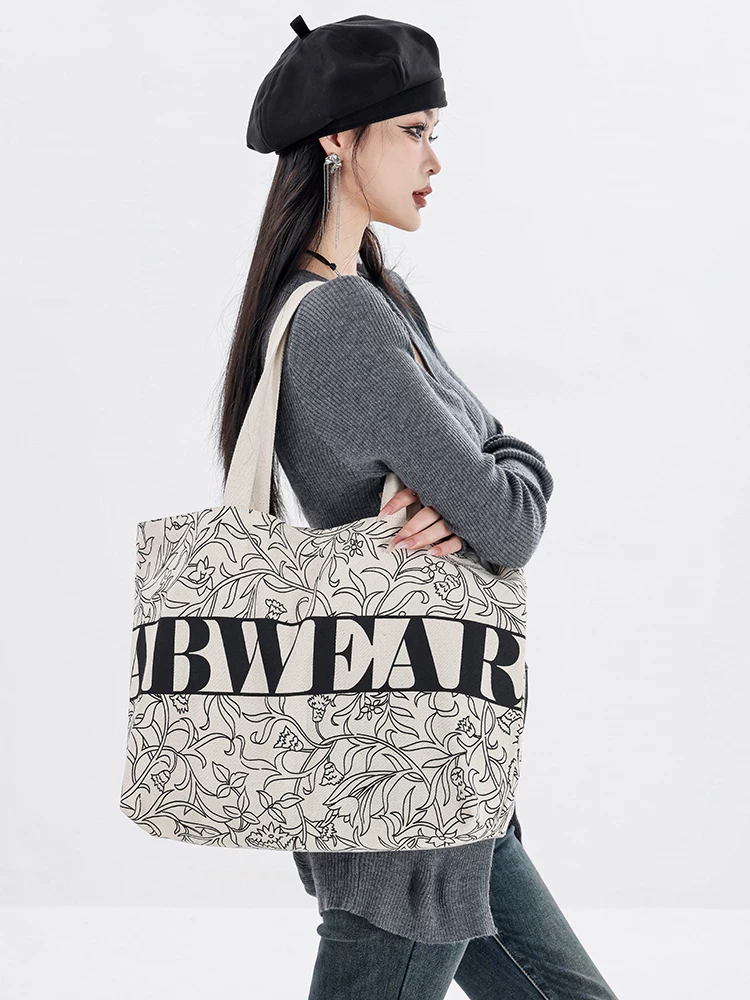 Túi vải canvas ABWEAR chính hãng Nhật Bản và Hàn Quốc, túi tote dung tích lớn, túi mua sắm phong cách văn học