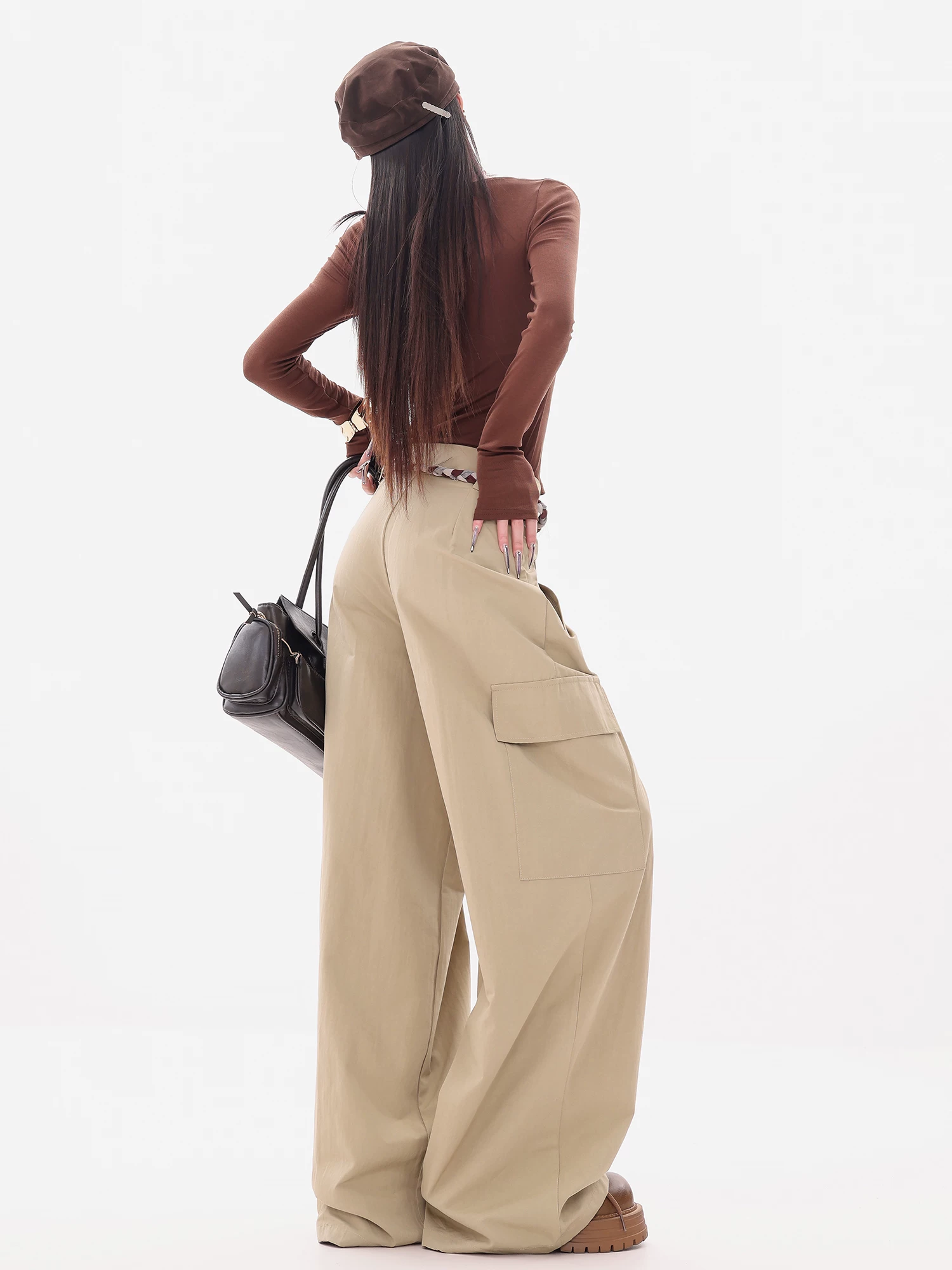 ABWEAR Ivy Love - Quần công sở cổ điển kiểu Mỹ nguyên bản dành cho nữ, quần ống rộng dáng rộng đa năng mùa thu