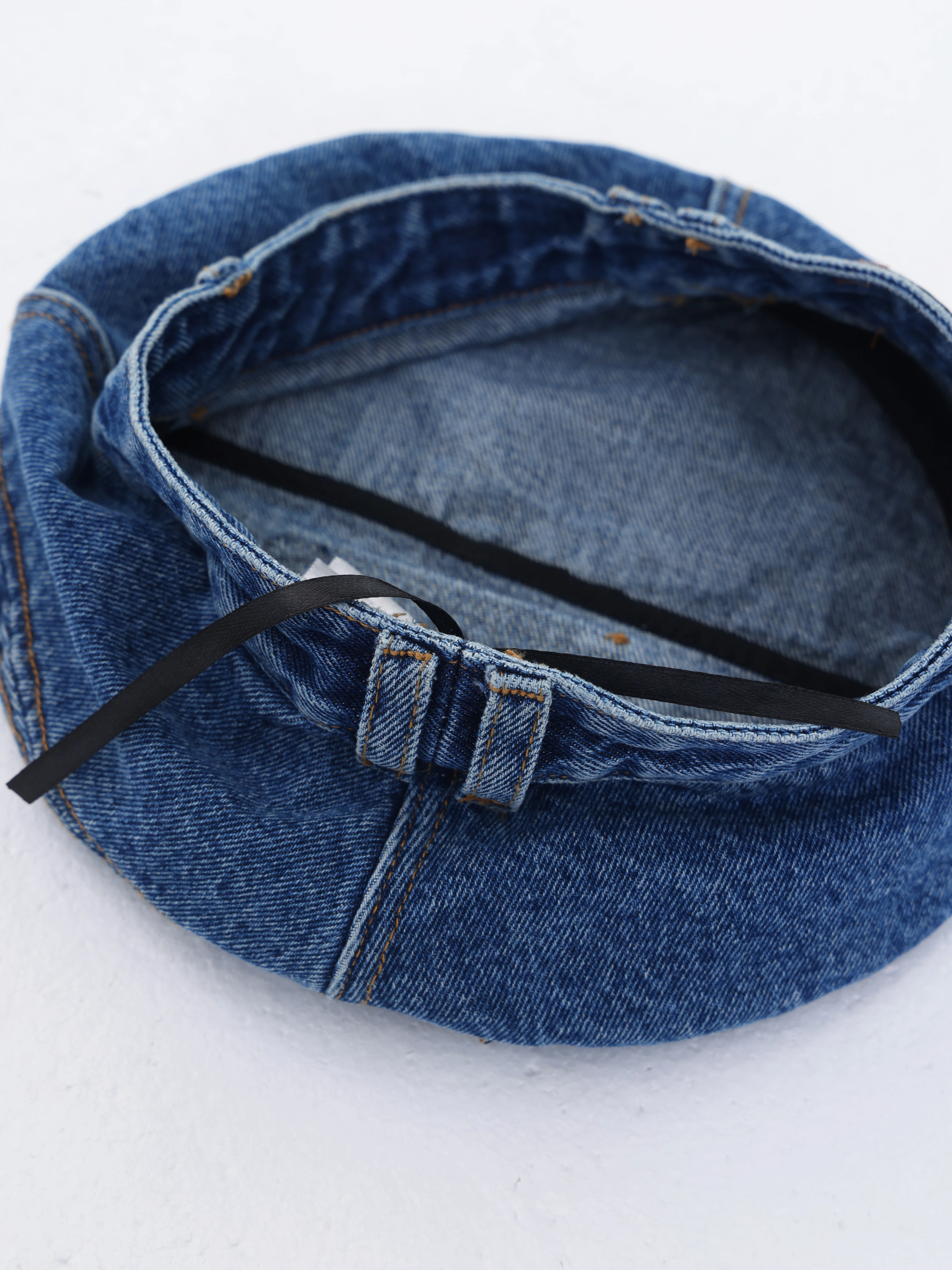Mũ beret denim cổ điển ABWLR dành cho nữ, thiết kế độc đáo, kiểu dáng đã qua xử lý làm cũ và rách, mũ họa sĩ, thương hiệu thời trang đa năng