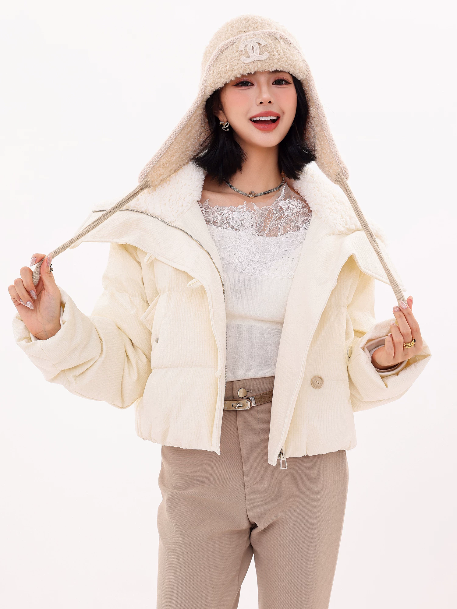 Áo khoác bông ngắn mùa đông ABWLR Winter Love Song - Áo khoác phao nữ cổ trụ ấm áp mùa đông 2025
