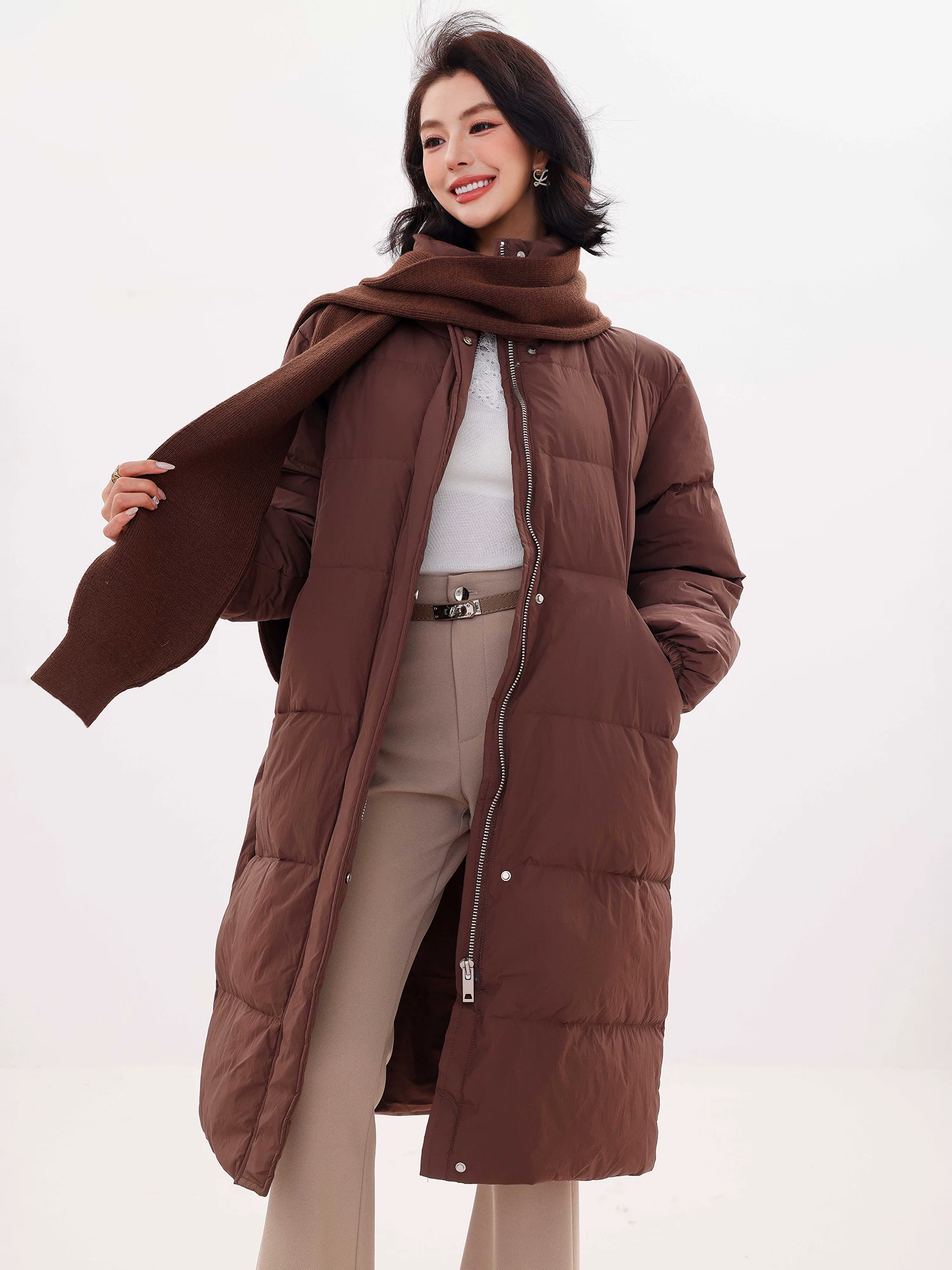 ABWLR Warm Diary - Áo khoác dài cổ đứng phong cách cổ điển nguyên bản dành cho nữ, áo khoác mùa đông cao cấp và tôn dáng