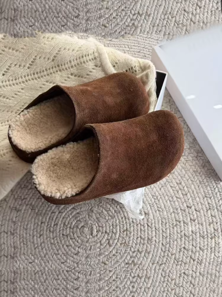 Phiên bản da cừu ~ Giày Birkenstock kiểu retro siêu mềm bằng da lộn dành cho nữ, dép bít mũi thời trang đa năng đế dày đơn giản