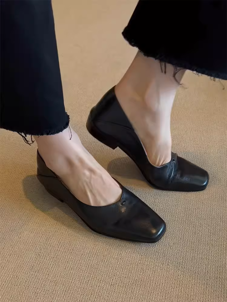 Phiên bản da cừu ~ Giày lười da thật kiểu dáng tối giản, giày lười đế thấp, giày lười cổ điển dành cho nữ, giày da nhỏ.