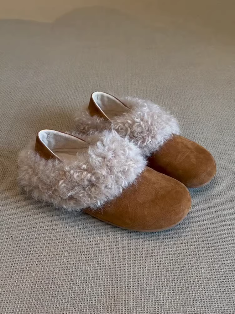 Phiên bản da cừu ~ Giày Birkenstock có thể mang hai chiều, tăng chiều cao, lót lông cừu, giữ ấm dành cho nữ, kiểu dáng thời trang thoải mái, giày lười lông mềm mại