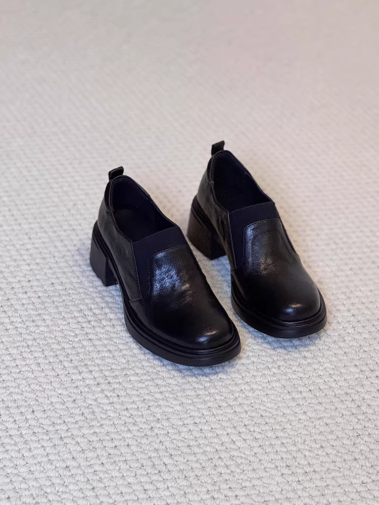 Phiên bản da cừu ~ Giày lười kiểu cổ điển bằng da thật đa năng dành cho nữ, giày lười đi làm và đi học đế dày.