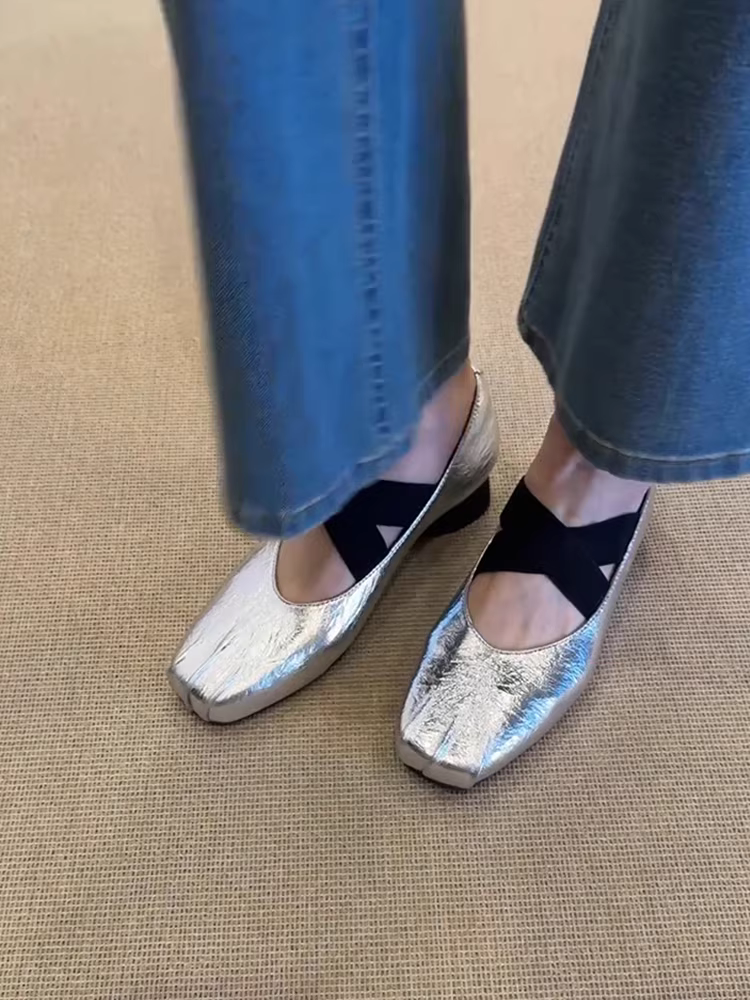 Phiên bản da cừu ~ Giày ba lê đế thấp mũi vuông có quai ngang dành cho nữ, giày Mary Jane da thật kiểu dáng cổ điển, đa năng