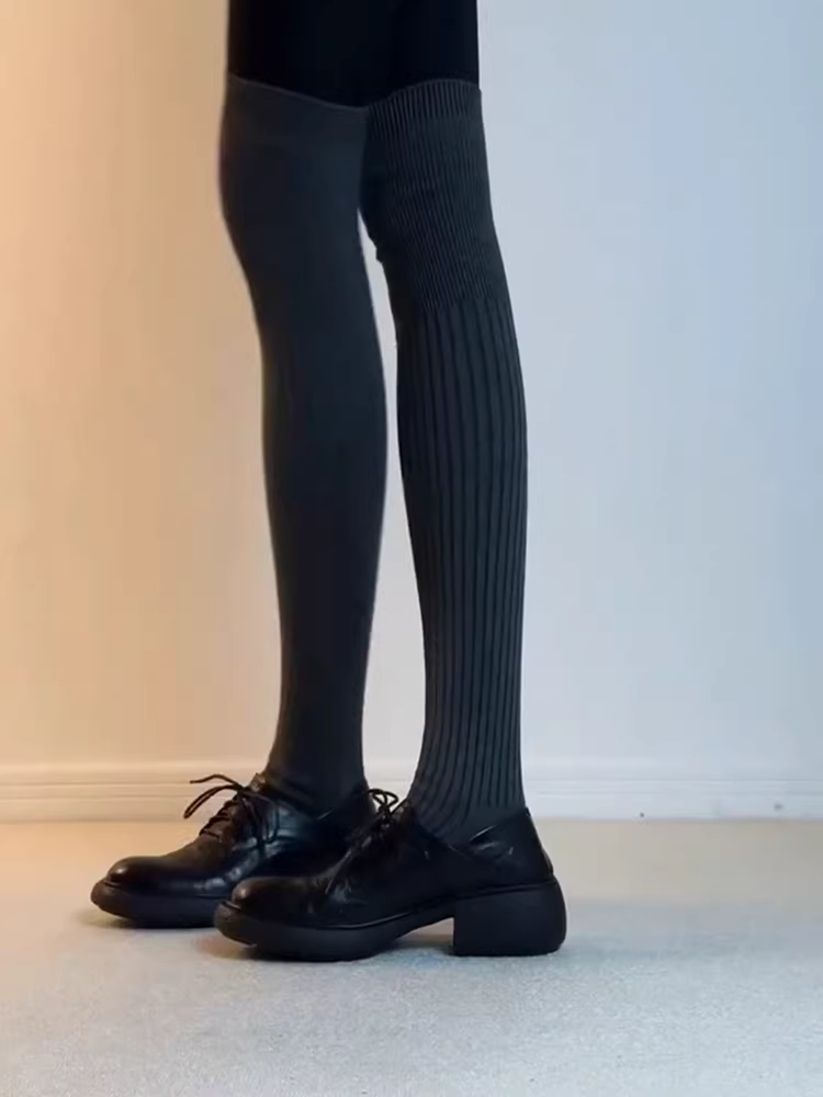 Phiên bản da cừu ~ Giày da đi làm đế dày kiểu Anh cắt sâu, êm ái dành cho nữ, giày lười mũi tròn đa năng có dây buộc thoải mái