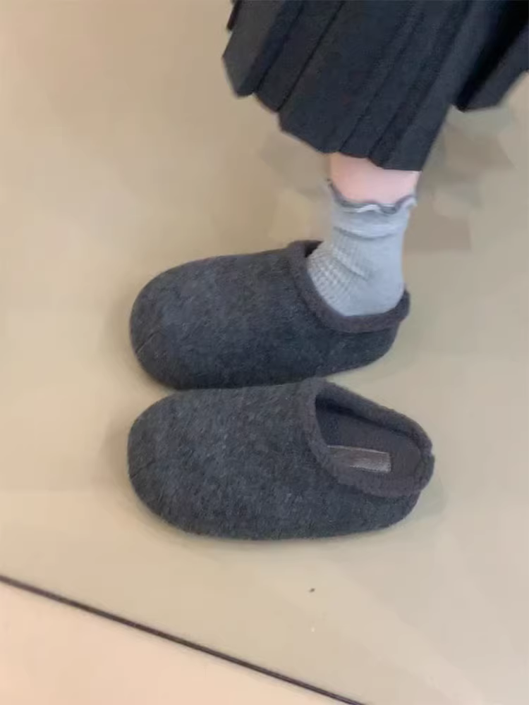 Phiên bản da cừu ~ Giày Birkenstock đế dày lông thú thời trang mùa thu đông dành cho nữ, giày lười kiểu lười đi kèm lông cừu để mặc ngoài trời, giày mũi kín đa năng.