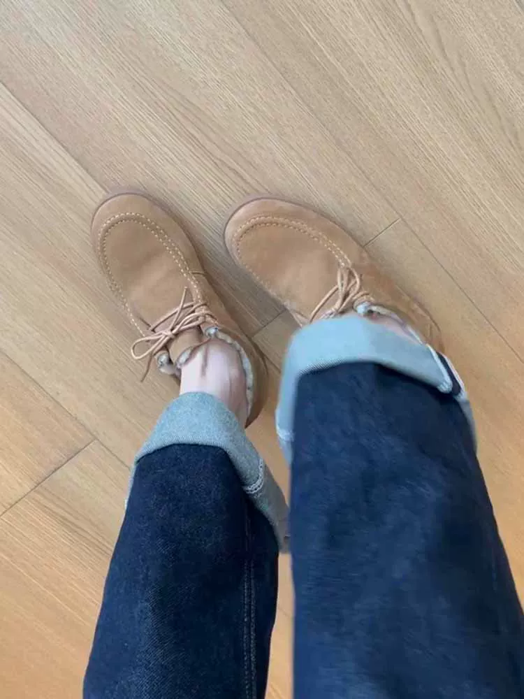 Phiên bản da bò ~ Giày Birkenstock da thật cá nhân hóa dành cho nữ, phong cách cổ điển, lót lông cừu, ấm áp, đế dày, giày lười buộc dây bằng da bò.