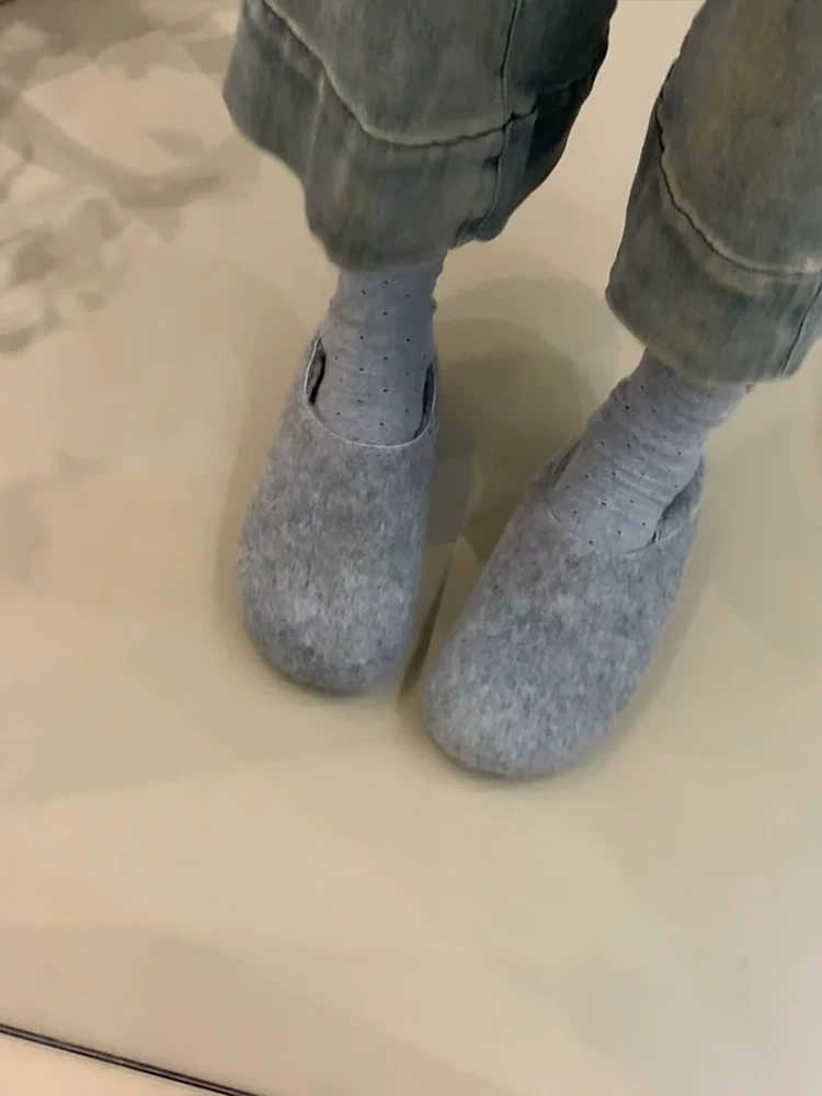 Phiên bản da bò ~ Giày lười nữ kiểu Birkenstock ấm áp, có thể mang hai chiều, lót toàn bộ bằng cotton, giày lông mềm thoải mái kiểu cổ điển.