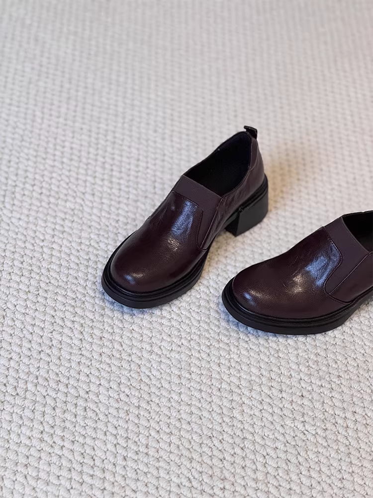 Phiên bản da cừu ~ Giày lười kiểu cổ điển bằng da thật đa năng dành cho nữ, giày lười đi làm và đi học đế dày.
