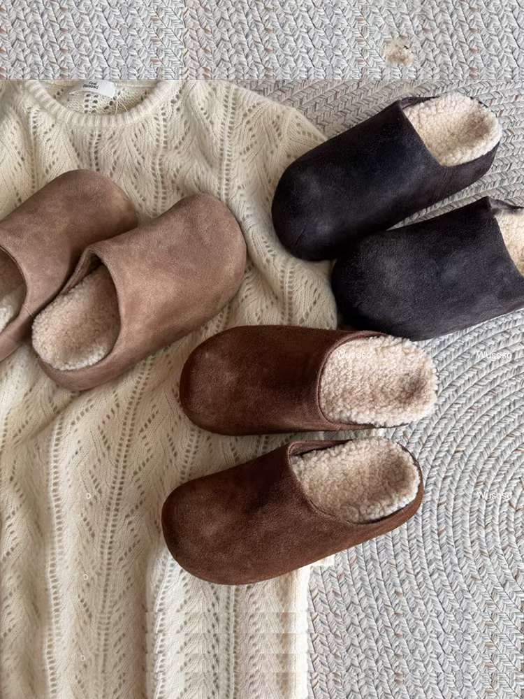 Phiên bản da cừu ~ Giày Birkenstock kiểu retro siêu mềm bằng da lộn dành cho nữ, dép bít mũi thời trang đa năng đế dày đơn giản