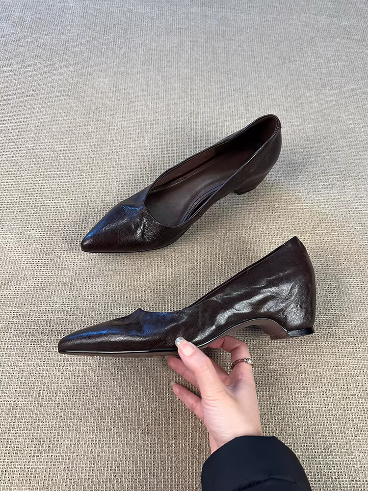 Phiên bản da cừu ~ Giày lười đế bằng da thật cao cấp thanh lịch dành cho nữ, phong cách Pháp, khí chất dịu dàng, giày công sở thon gọn