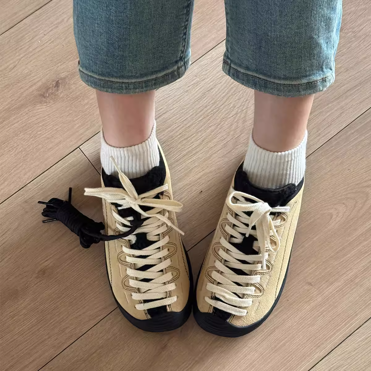 Phiên bản da cừu ~ Giày thể thao thông thường dành cho nữ đi bộ đường dài ngoài trời, đa năng, chống mài mòn, chống trượt, nhẹ, thoáng khí, giày cổ thấp hợp thời trang cho mọi mùa