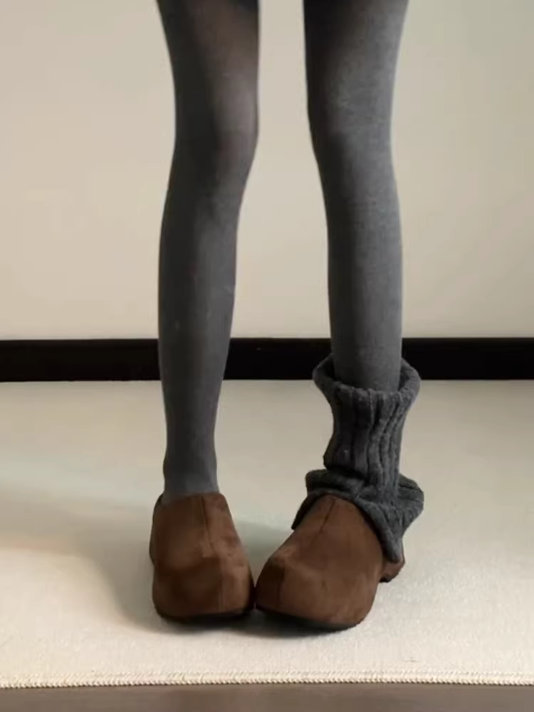 Phiên bản da cừu ~ Giày mules da lộn kiểu retro dễ đi dành cho nữ, giày Birkenstock đế dày lót lông cừu đơn giản thời trang dành cho mùa đông