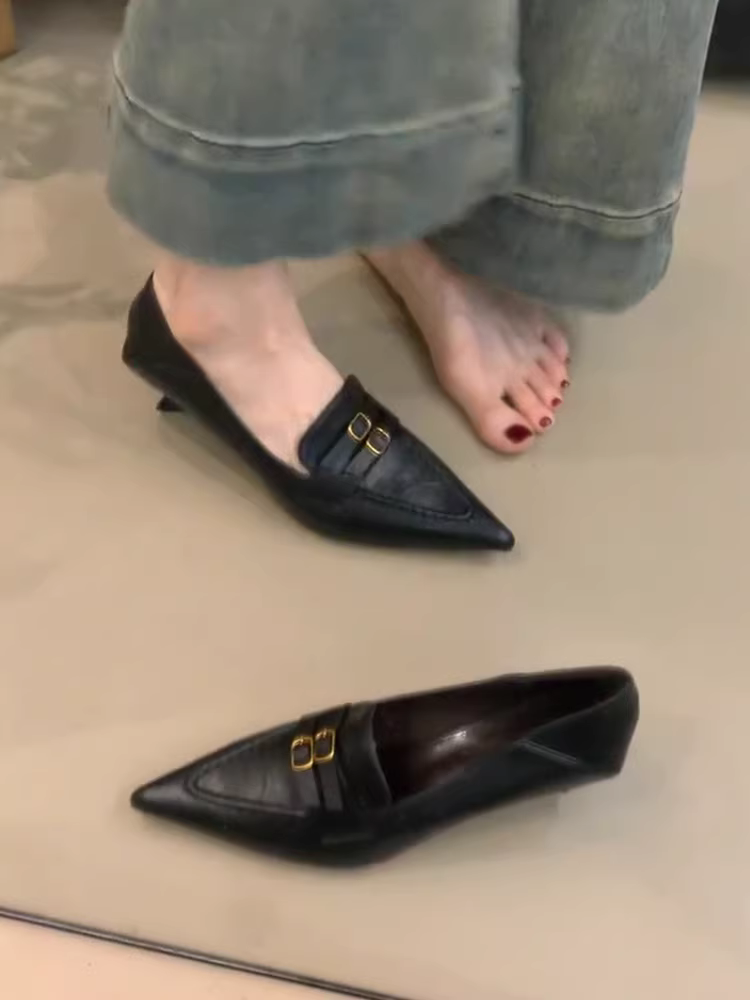 Phiên bản da cừu ~ Giày cao gót mũi nhọn kiểu cổ điển, kiểu dáng thanh lịch dành cho nữ, đa năng khi đi làm và đi chơi ngoài trời.