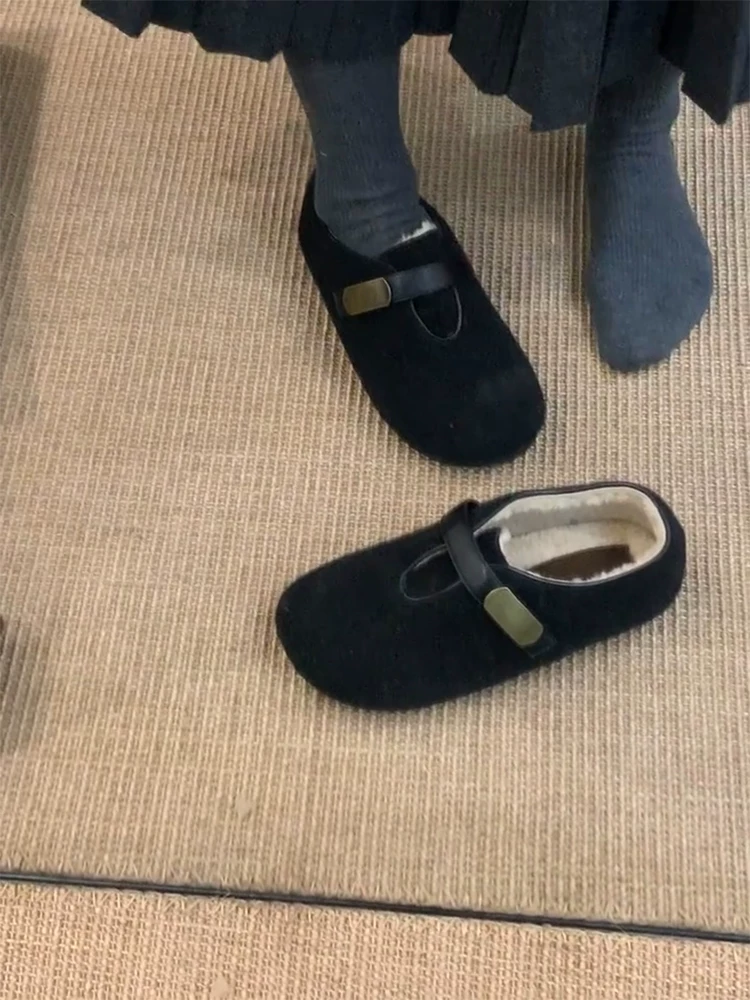 Phiên bản da cừu~ Giày Birkenstock lót lông cừu kiểu cổ điển Hàn Quốc nhẹ nhàng và thoải mái, có tác dụng giảm béo dành cho nữ với khả năng tăng chiều cao ẩn, giày đế bằng lông ấm áp