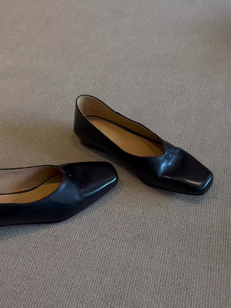 Phiên bản da cừu ~ Giày lười da thật kiểu dáng tối giản, giày lười đế thấp, giày lười cổ điển dành cho nữ, giày da nhỏ.