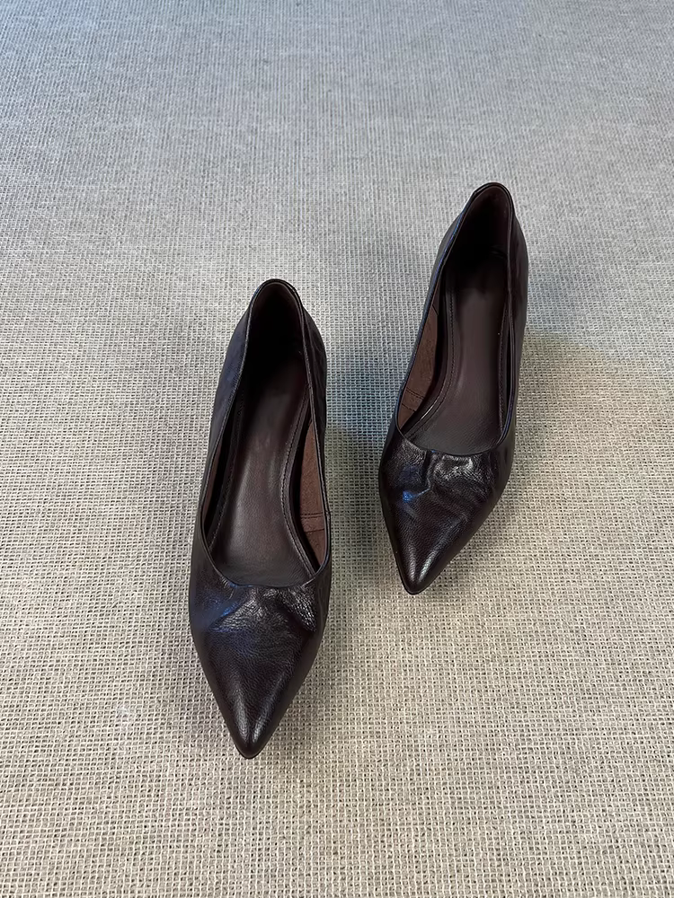 Phiên bản da cừu ~ Giày lười đế bằng da thật cao cấp thanh lịch dành cho nữ, phong cách Pháp, khí chất dịu dàng, giày công sở thon gọn