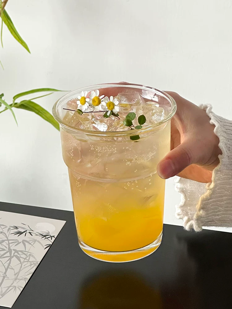 Ly thủy tinh trong suốt dáng loe, thiết kế thời trang, ly đựng đồ uống cao cấp, ly nước có ga dung tích lớn, ly nước ép, ly cà phê.