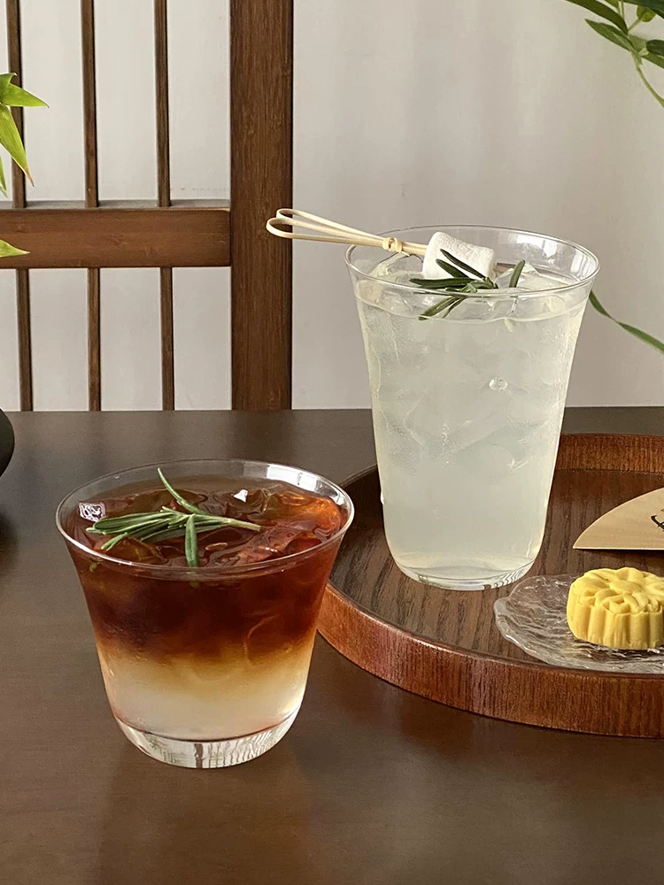cốc thủy tinh miệng rộng kiểu ins, cốc cà phê miệng rộng trong suốt, cốc trà kung fu, cốc cocktail kiểu Trung Quốc, cốc đựng đồ uống, cốc trà