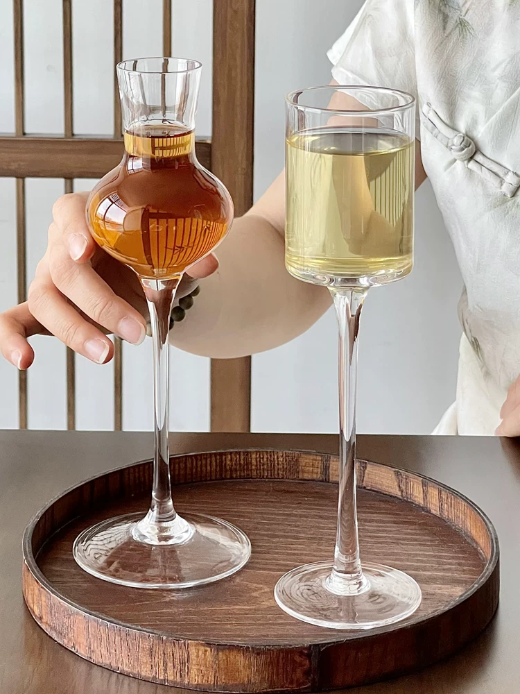Ly trà kiểu Trung Quốc mới, ly hình hoa tulip thẩm mỹ cao, ly nếm trà, ly rượu sáng tạo, ly thủy tinh.