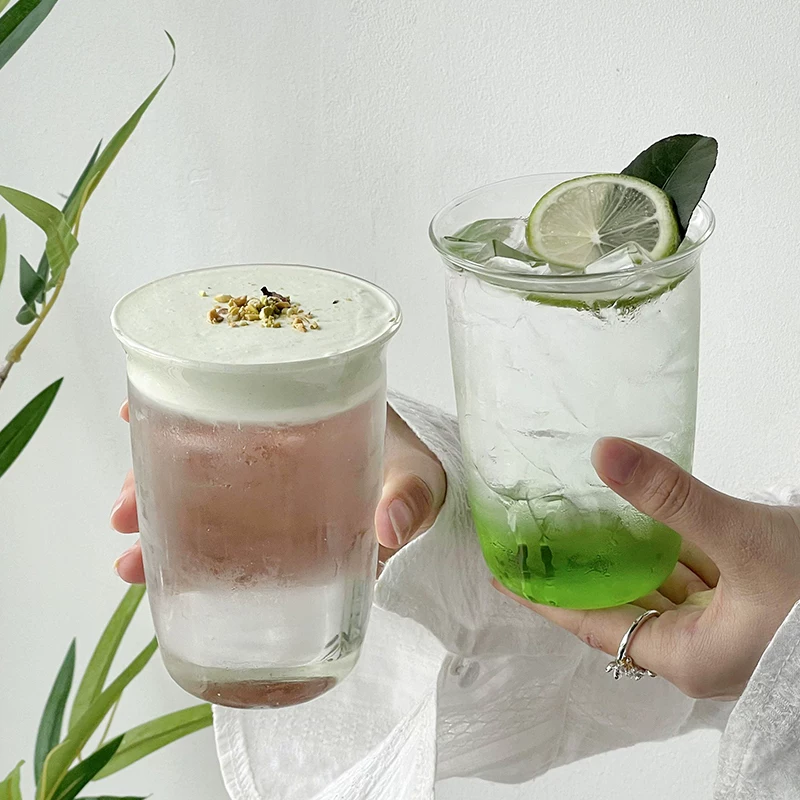 Ly thủy tinh trong suốt chịu nhiệt dùng cho cà phê latte đá, ly đựng đồ uống, ly trà, ly nước ép, ly nước đơn giản cho quán trà.