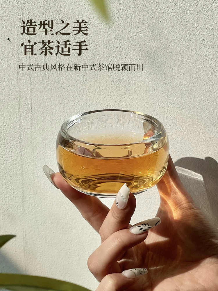 Cốc trà đạo kiểu Nhật, cốc trà thủy tinh, cốc đơn dùng để nếm trà cá nhân, cốc cao cấp có vòng đeo ngón tay.