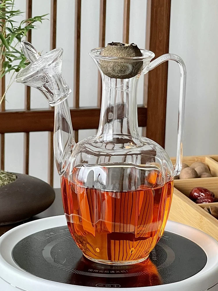 Ấm trà thủy tinh chuyên dụng để pha trà quýt xanh nhỏ, dụng cụ pha trà chịu nhiệt độ cao, ấm đun nước bằng gốm điện, bộ ấm trà, dùng trong gia đình cao cấp.