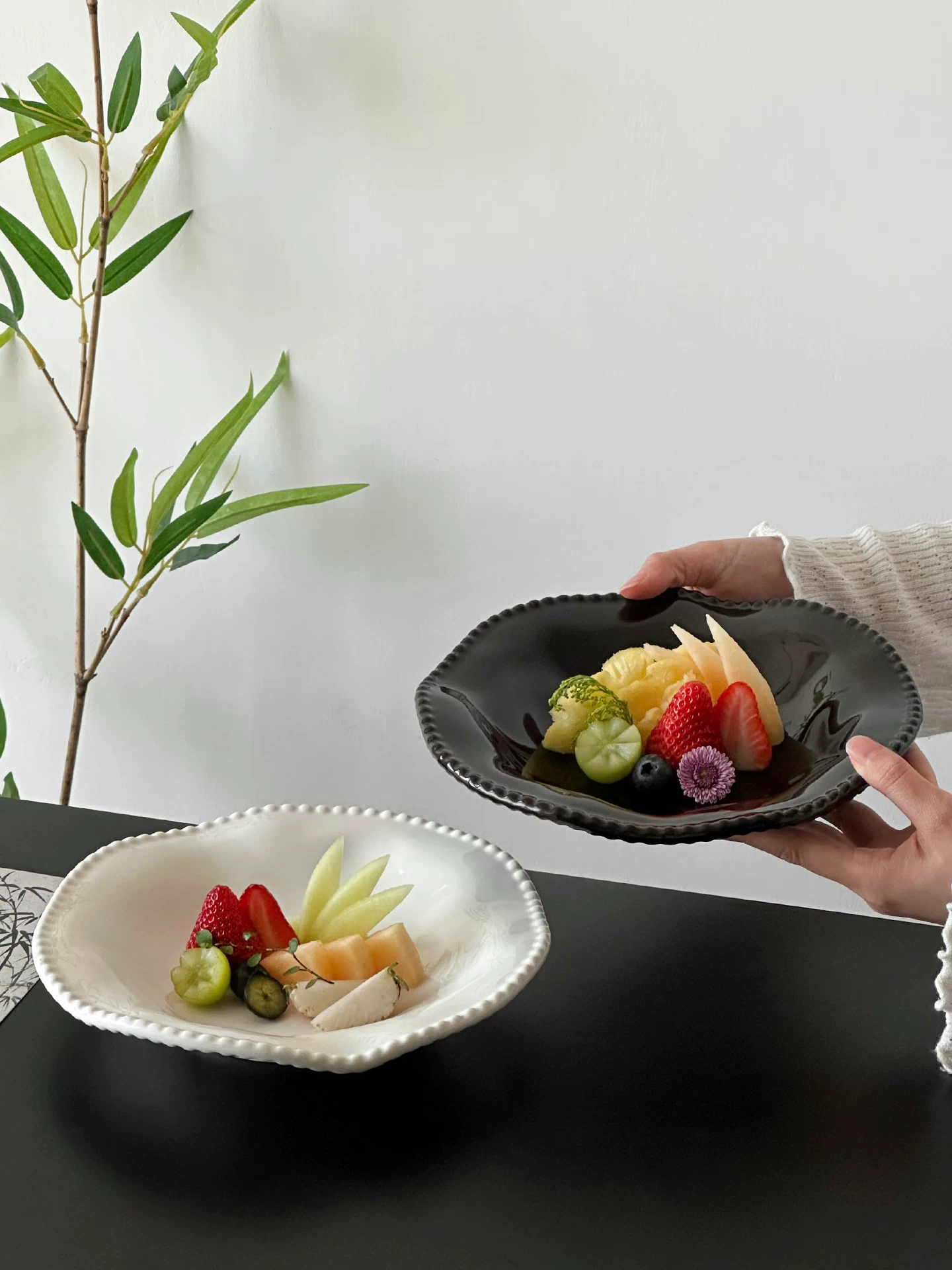 Đĩa sứ cổ điển kiểu Trung Quốc, đĩa tráng miệng trà chiều, đĩa bánh cao cấp, đĩa ăn nhẹ trà, đĩa đựng đồ ăn sáng tạo
