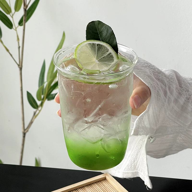 Ly thủy tinh trong suốt chịu nhiệt dùng cho cà phê latte đá, ly đựng đồ uống, ly trà, ly nước ép, ly nước đơn giản cho quán trà.