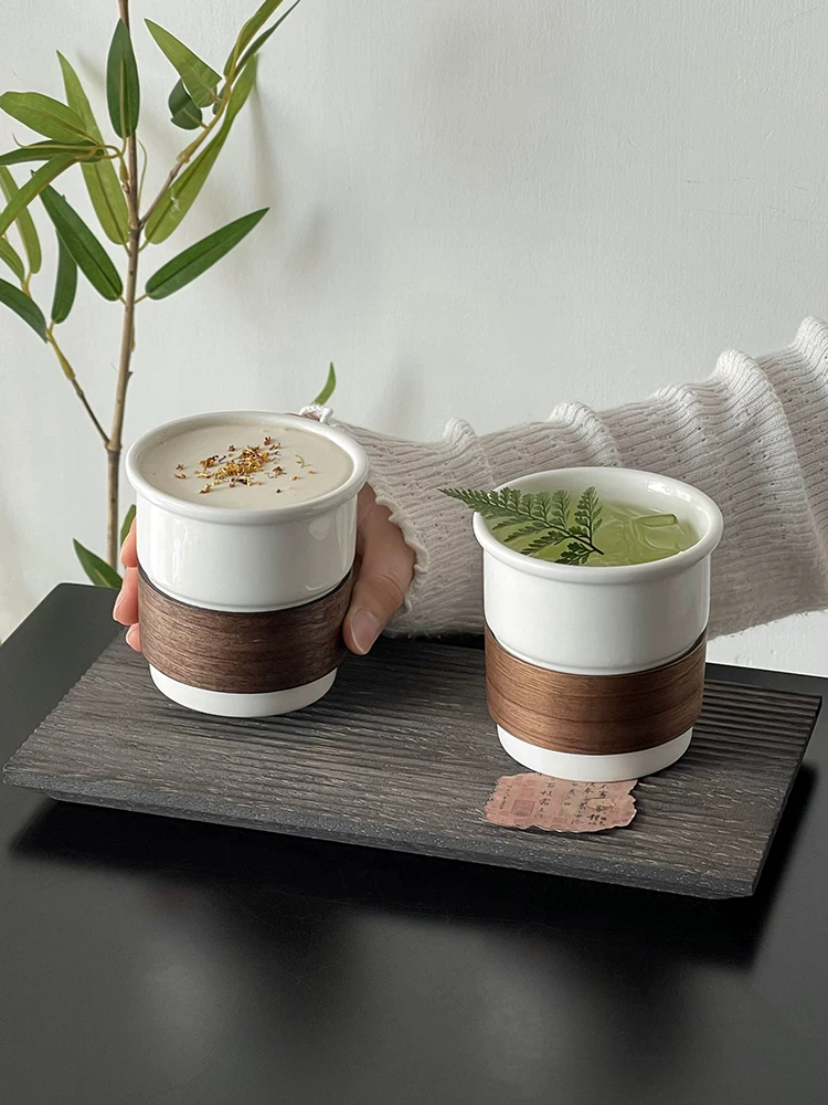 Cốc cà phê nhỏ gọn tối giản, cốc gốm sứ màu trắng mang lại cảm giác cao cấp, cốc cầm tay chống bỏng, cốc latte, cốc sữa, cốc uống nước.