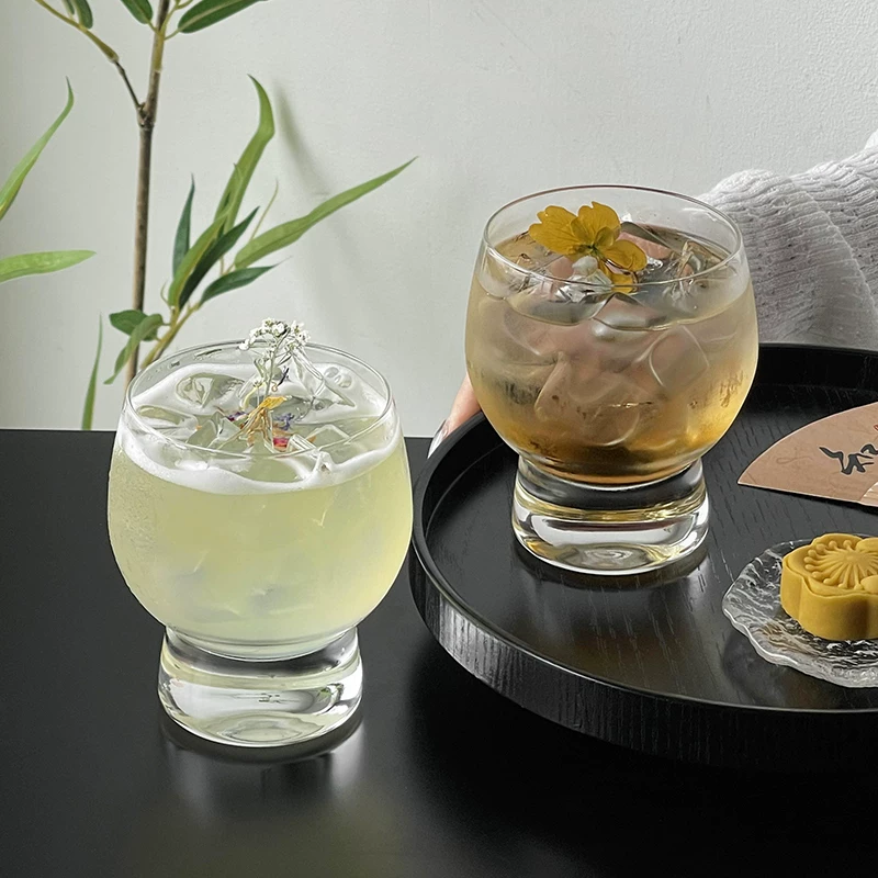 Ly thủy tinh trong suốt dáng cao, thiết kế độc đáo, ly rượu whisky, ly bụng bầu, ly đựng đồ uống lạnh, nước ép, cà phê.