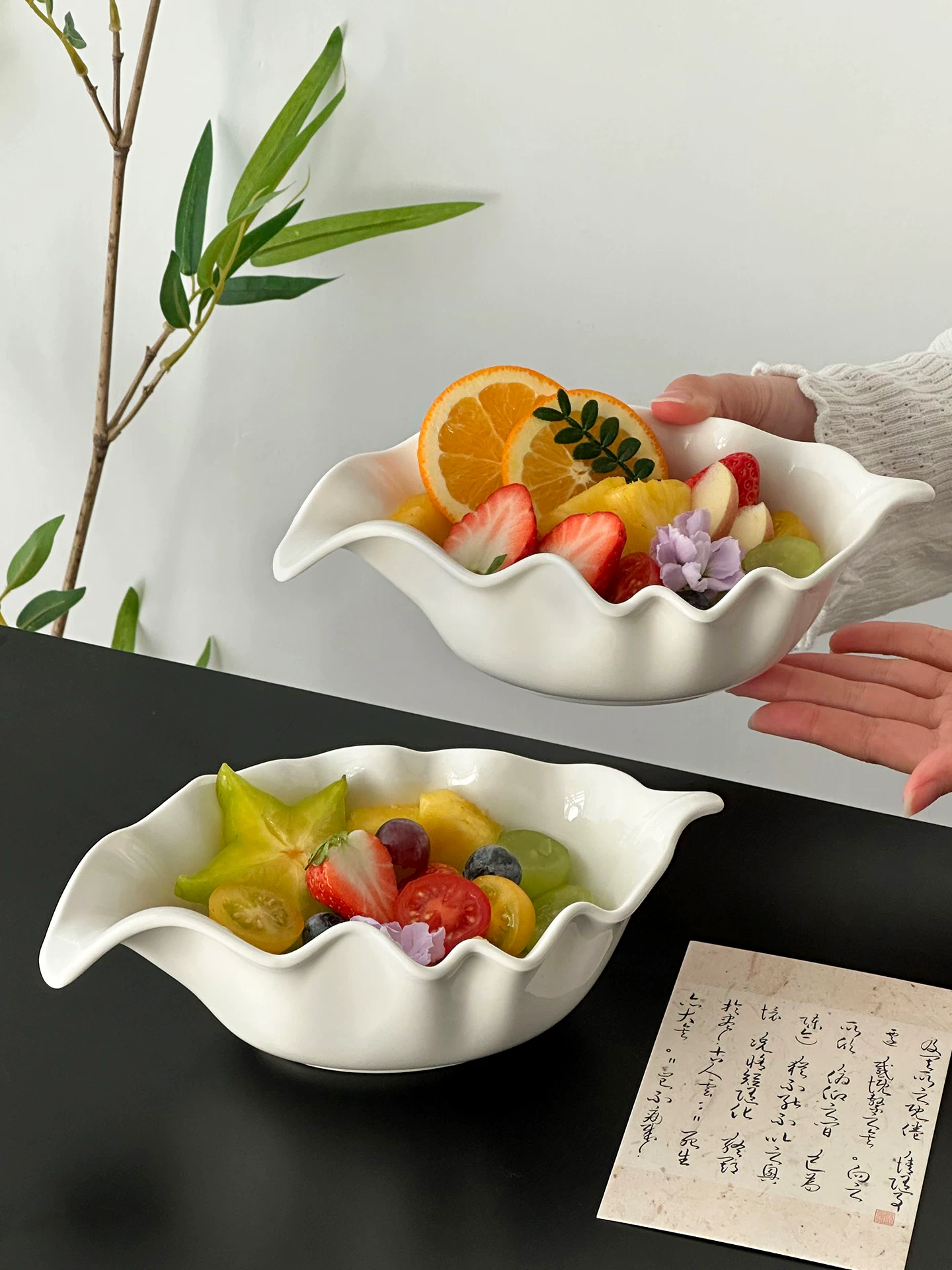 Đĩa sứ thiết kế độc đáo, đĩa trái cây, khay trái cây cao cấp tinh xảo, bát hình lá, đĩa sứ không đều hình dạng sáng tạo, đĩa ăn tối.