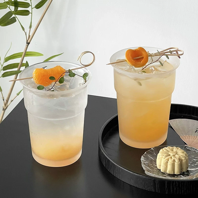 Ly thủy tinh mờ kiểu Trung Quốc tối giản, ly trà và rượu có giá trị thẩm mỹ cao, ly cà phê đá, ly nước ép, ly đồ uống, ly nước.