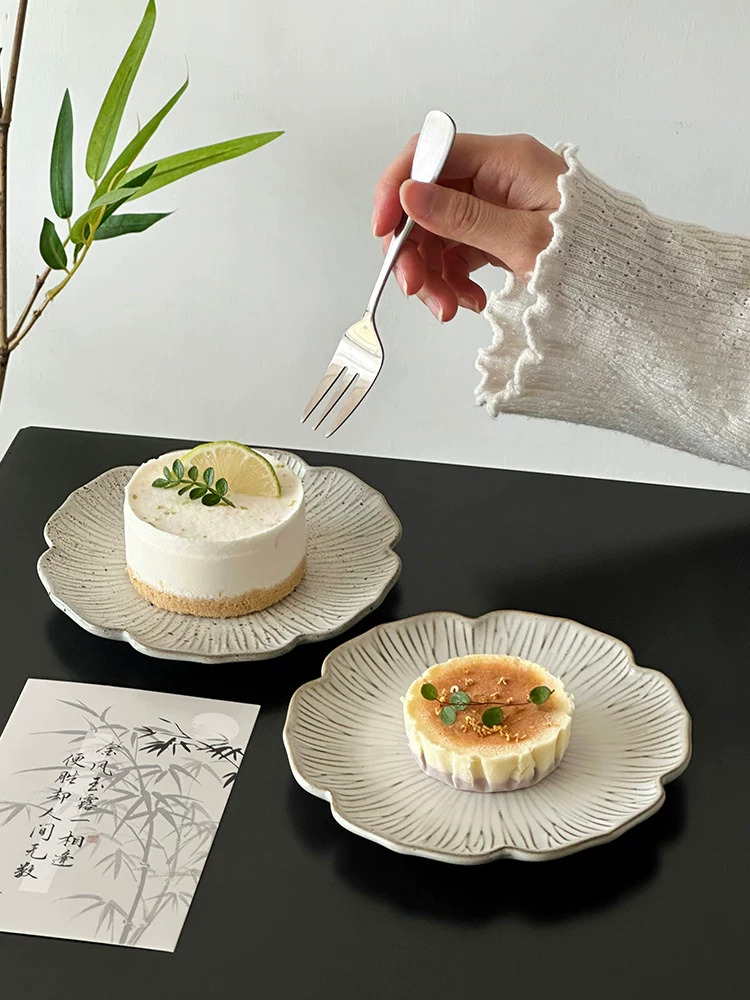 Đĩa sứ cổ điển, đĩa nhỏ, đĩa tráng miệng trà chiều tinh tế, đĩa tráng miệng cao cấp, đĩa bánh ngọt, đĩa phẳng kiểu Trung Hoa.