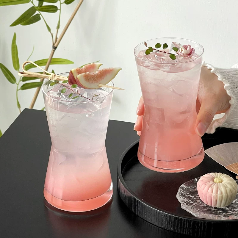 Cốc thủy tinh trong suốt kiểu Trung Quốc có đường viền hình phễu, cốc hơi thon gọn ở phần eo, dùng cho trà và rượu, cốc pha chế lạnh, cốc đựng đồ uống, cốc đựng nước trái cây, cốc đựng nước có ga.