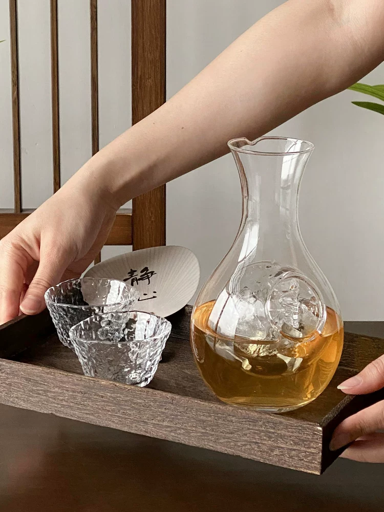 Bộ đồ uống rượu sake kiểu Nhật, bình rượu sake, chén rượu sake, ly thủy tinh sáng tạo dùng tại nhà, bộ chén trà nhỏ pha trà lạnh.