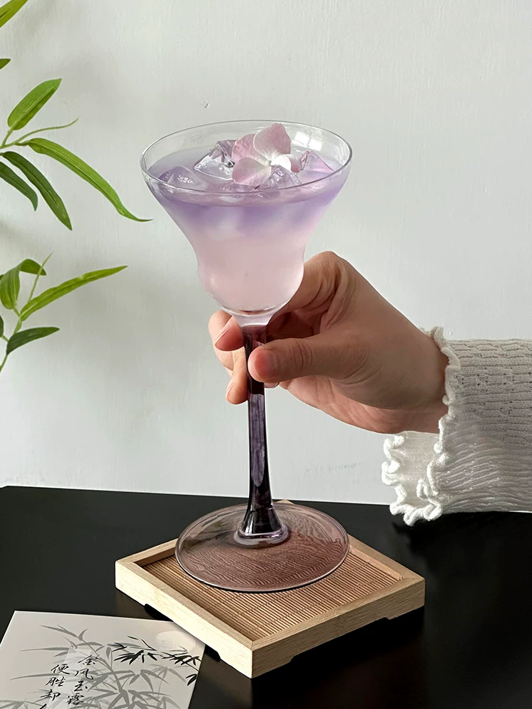 Cốc thủy tinh cao màu tím sáng tạo, cốc cocktail cao cấp, cốc rượu say, cốc rượu trà đặc biệt, cốc rượu sâm panh, cốc nước
