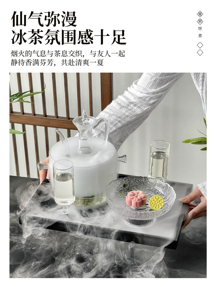 Bộ ấm và cốc pha trà đá, bộ ấm pha trà lạnh hoàn chỉnh, dụng cụ uống trà, xô đựng trà đá, đồ thủy tinh, phụ kiện bộ trà.