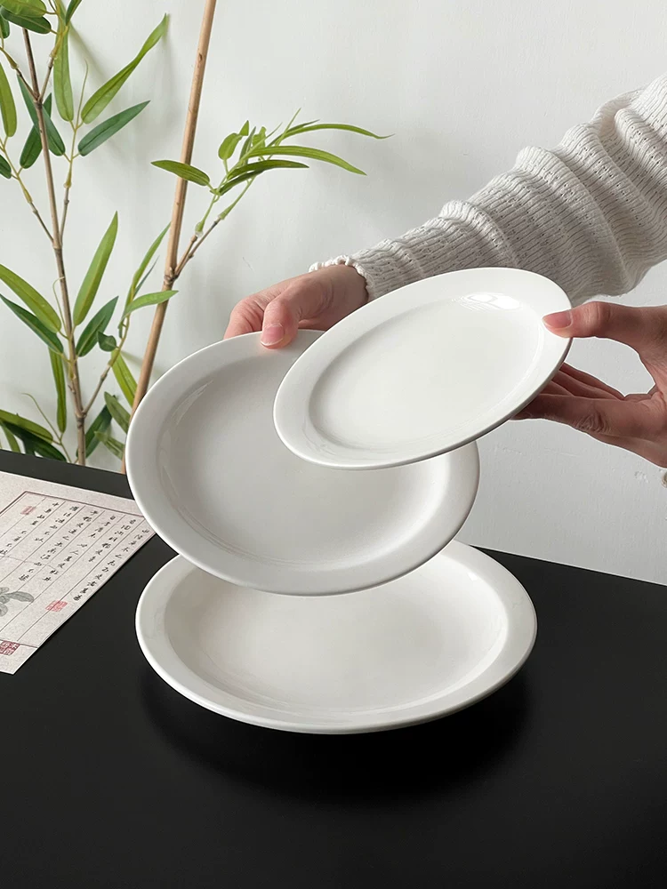Đĩa sứ trắng đơn giản kiểu Trung Quốc, đĩa bánh cao cấp, đĩa ăn nhẹ trà chiều, đĩa tráng miệng, đĩa trái cây, đĩa đựng đồ ăn nhẹ.