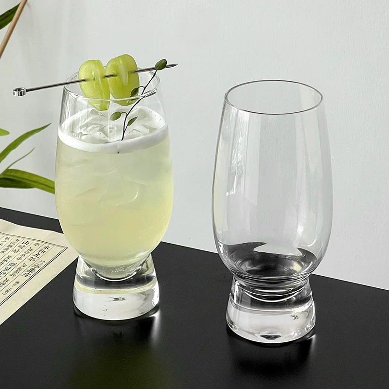 Cốc thủy tinh trong suốt sáng tạo và phong cách, ly cocktail cao đáy dày, ly cocktail đặc biệt, cốc uống nước lạnh, cốc đựng đồ uống.