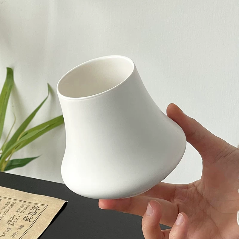 Cốc núi lửa gốm sứ trắng thiết kế kiểu Trung Quốc, có giá trị thẩm mỹ cao, cốc uống nước đặc biệt, cốc uống nước lạnh, cốc cà phê latte, cốc nước.