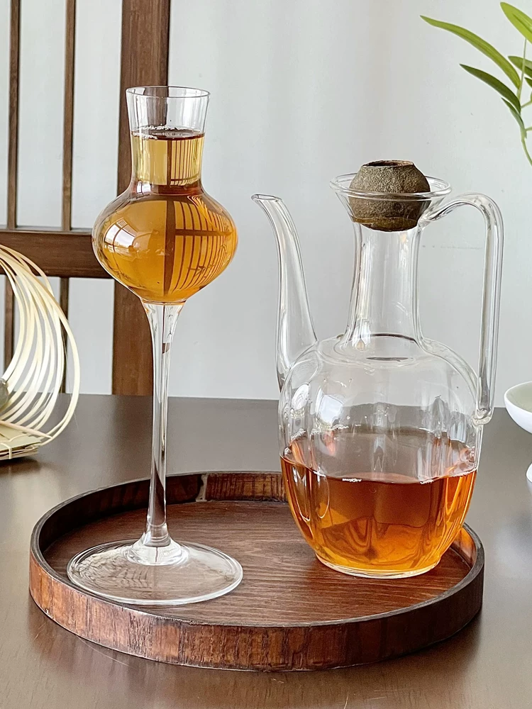 Ly trà kiểu Trung Quốc mới, ly hình hoa tulip thẩm mỹ cao, ly nếm trà, ly rượu sáng tạo, ly thủy tinh.