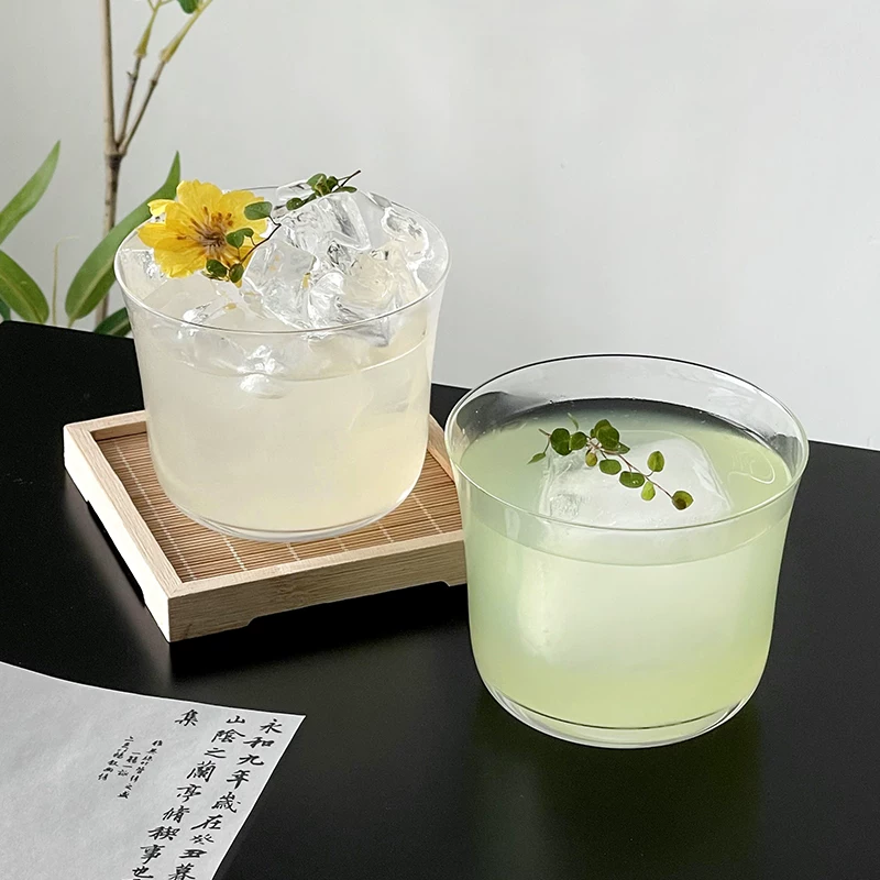 Cốc thủy tinh cổ điển kiểu Trung Quốc, cốc đựng đá viên trong suốt, cốc cocktail miệng rộng, cốc pha chế, cốc cà phê latte.