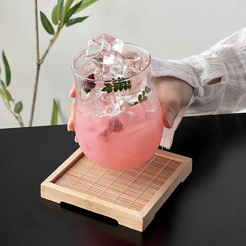 Cốc thủy tinh tulip đơn giản, cốc cà phê chịu nhiệt bằng thủy tinh borosilicate cao cấp, cốc trà sáng tạo cho quán trà, cốc latte, cốc uống nước.