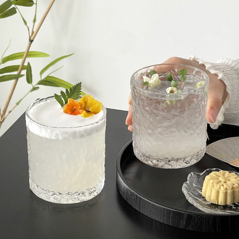 Cốc thủy tinh trong suốt có họa tiết sông băng pha lê, được thiết kế đặc biệt để uống trà và rượu nhẹ, cốc đựng đồ uống, cốc đựng nước trái cây, cốc đựng cà phê, cốc đựng nước.