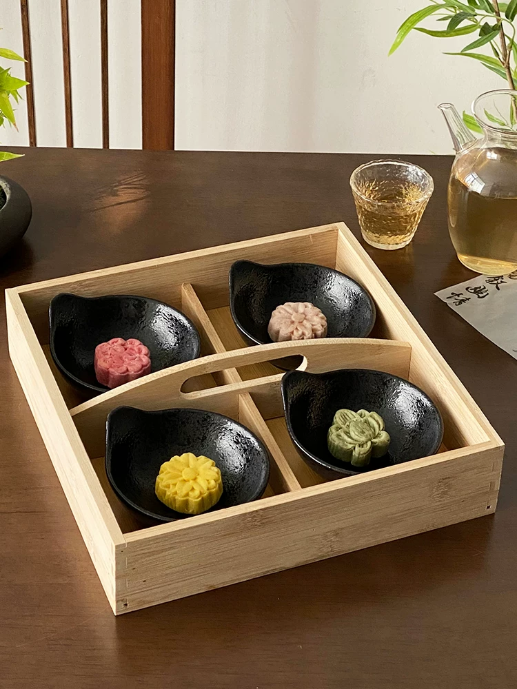 Đĩa đựng đồ ăn nhẹ bằng gốm sứ kiểu Trung Quốc, đĩa trái cây nhỏ bằng gốm, đĩa tráng miệng phòng trà cổ điển, đĩa đựng đồ ăn nhẹ trà chiều, đĩa đựng trái cây khô.