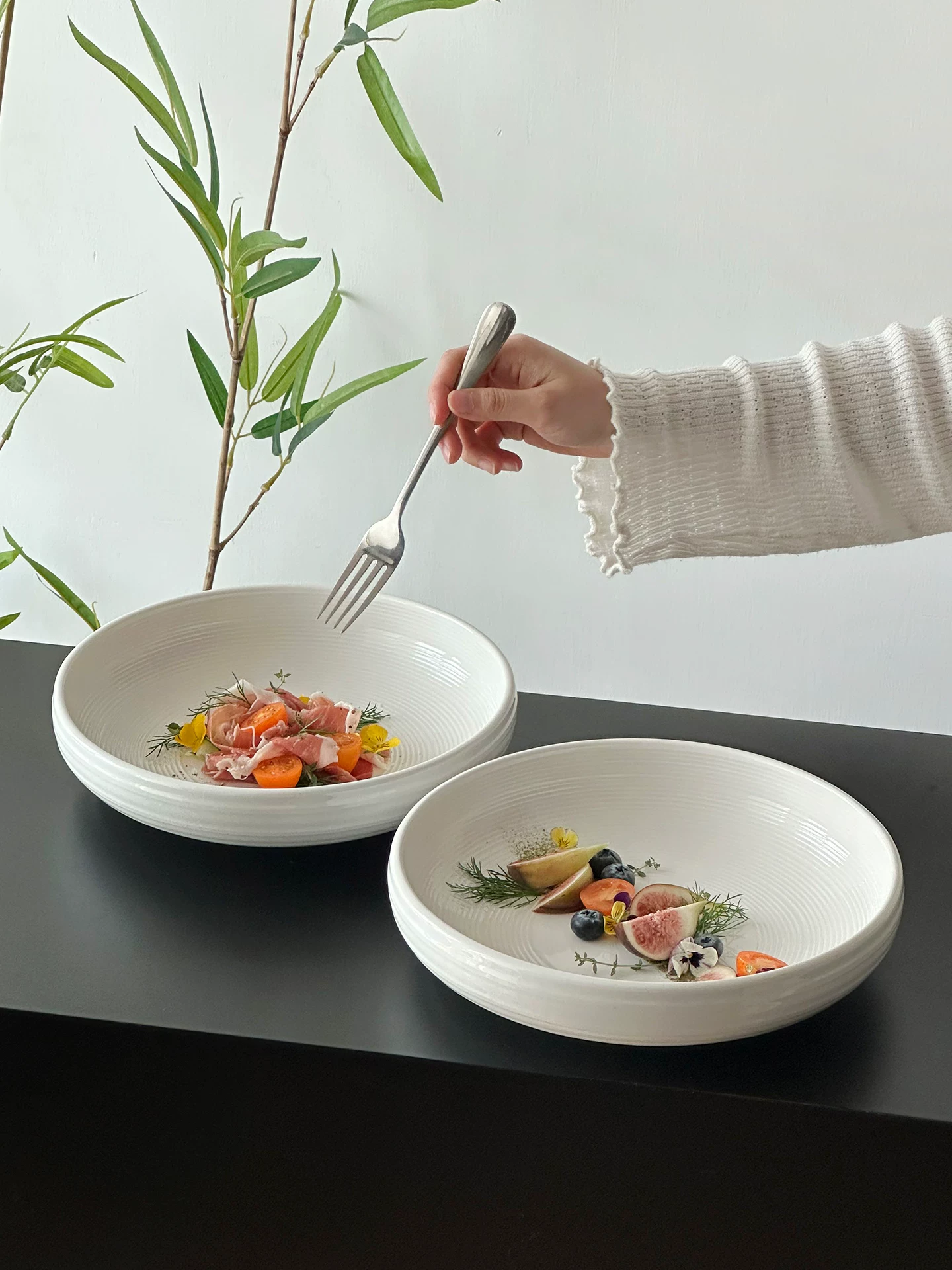 Đĩa sứ trắng cao cấp, đĩa sứ sang trọng và tinh tế, đĩa sáng tạo, đĩa sâu lòng, đĩa ăn kiểu Tây, tô súp lớn